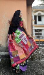 Gamcha patchwork cotton saree - Image 5