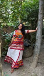 Cotton Khadi and Gamcha wrapped skirt & top.