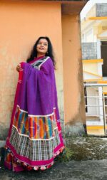 Gamcha cotton patchwork saree with blouse - Image 2