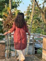 Tribal cotton fabric long shrug with lining , collar and pockets - Image 2