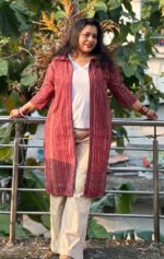 Tribal cotton fabric long shrug with lining , collar and pockets - Image 4