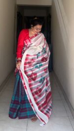 Gamcha Patchwork Saree - Image 5