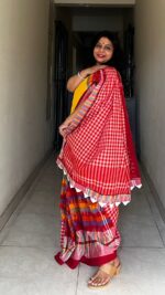 Gamcha Patchwork Saree - Image 2