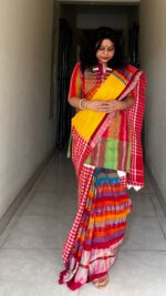 Gamcha Patchwork Saree - Image 3