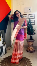 Gamcha Patchwork Saree - Image 3