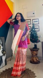 Gamcha Patchwork Saree - Image 2