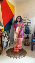 Gamcha Patchwork Saree - Image 4