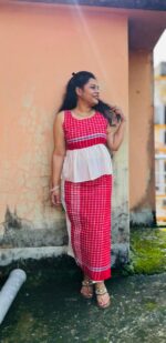 Gamcha Wrapper Skirt and Peplum Top - Image 2