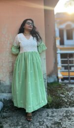 Handloom Jamdani and Hakoba Maxi Dress - Image 4