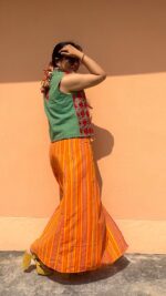 Yellow cotton wrapped skirt - Image 3