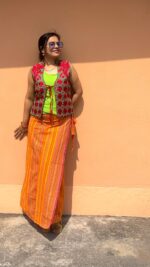 Yellow cotton wrapped skirt