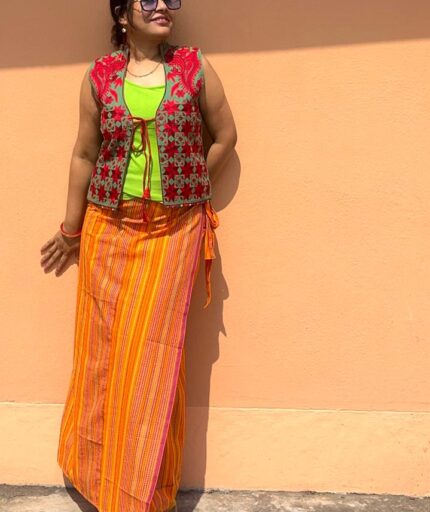 Yellow cotton wrapped skirt