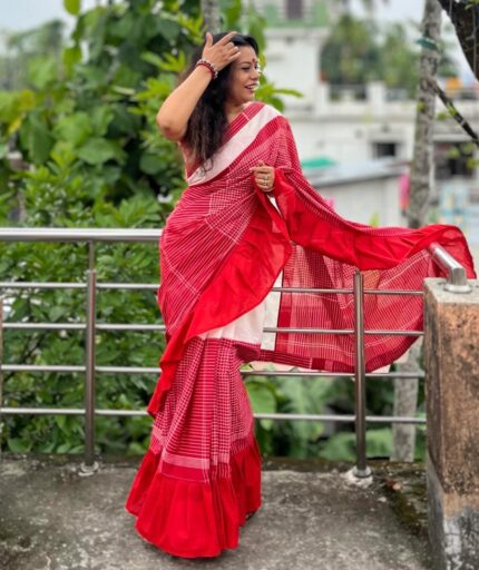 Gamcha frill saree