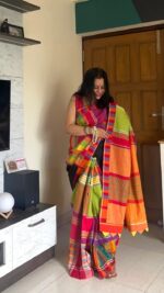 Cotton Gamcha Patchwork saree - Image 2
