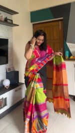 Cotton Gamcha Patchwork saree