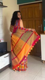 Cotton Gamcha Patchwork saree - Image 3