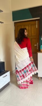 Cotton Gamcha Patchwork Saree - Image 4