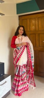 Cotton Gamcha Patchwork Saree - Image 2