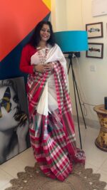 Cotton Gamcha Patchwork Saree - Image 7