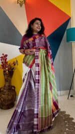 Gamcha Patchwork Saree - Image 5