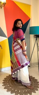 Gamcha Patchwork Saree - Image 3