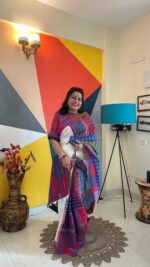 Gamcha Patchwork Saree - Image 6