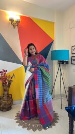 Gamcha Patchwork Saree - Image 5
