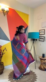Gamcha Patchwork Saree - Image 4