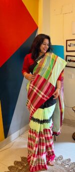 Gamcha Patchwork Saree - Image 4