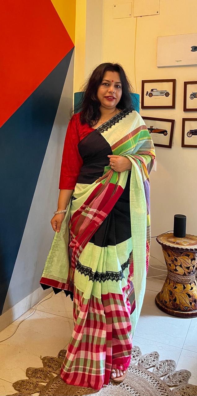 WhatsApp Image 2026-08-16 at 12.02.25 PM Gamcha Patchwork Saree - Image 1