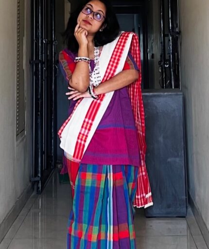 Handloom Gamcha multicoloured saree