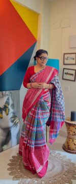 Gamcha multicoloured saree