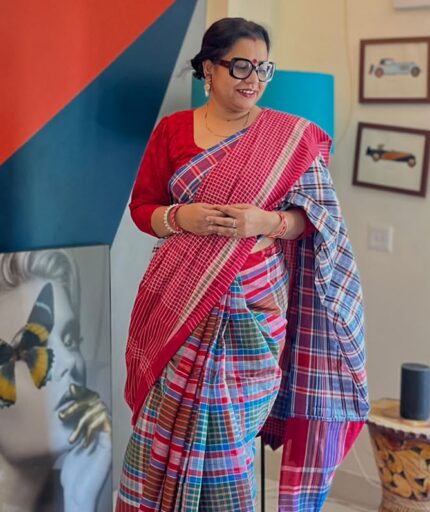 Gamcha multicoloured saree