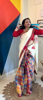 Handloom Gamcha multicoloured saree - Image 2
