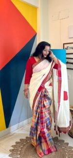Handloom Gamcha multicoloured saree - Image 4
