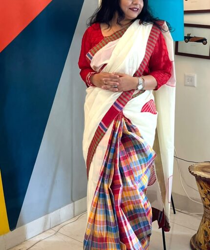 Handloom Gamcha multicoloured saree